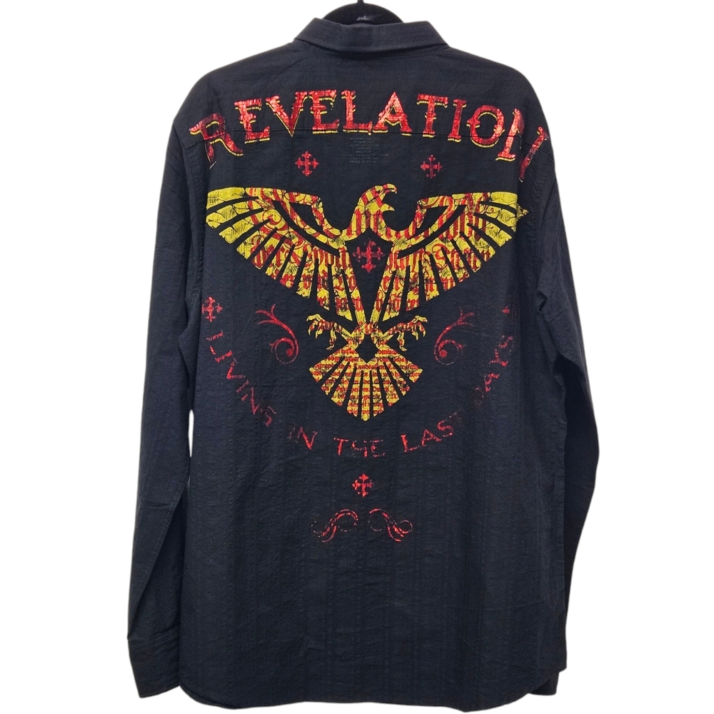Eighty Eight Revelation Button Up LS Shirt XXL Black Graphic Design Cotton